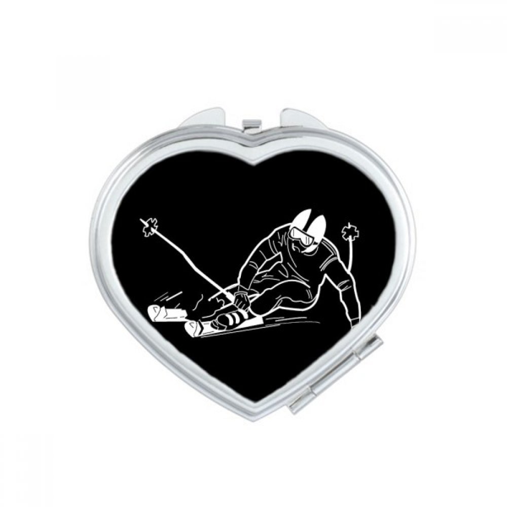 Miroir de maquillage ski motif coeur compact pour les retouches sur les pistes
