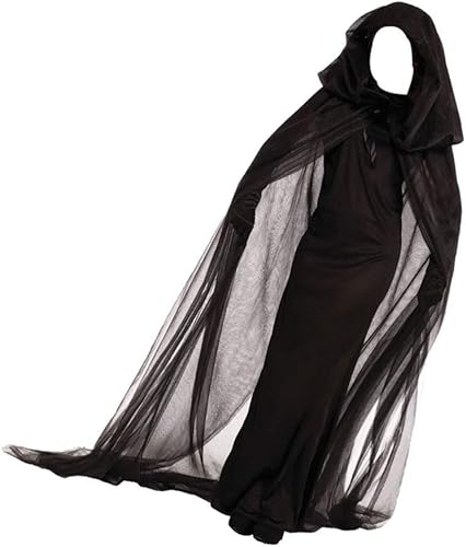 Miniatura 2 de Amosfun Disfraz de hechicera para mujer, capa larga con capucha para Navidad, Halloween, cosplay, talla XXL (negro)