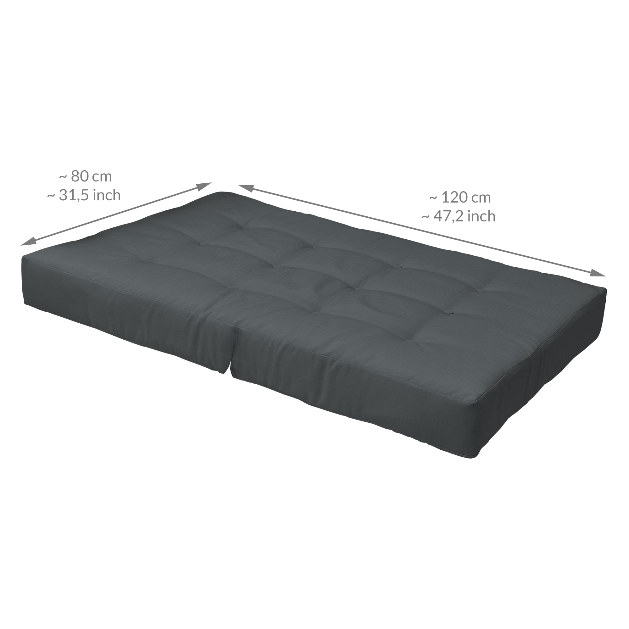 Beautissu Eco Elements Palletkussenset, 1 x zitkussen 120 x 80 cm en 1 x rugkussen 120 x 40 cm, comfortabele indoor & outdoor europallets, gestoffeerd kussen, palletmeubel, loungekussen, outdoor set, lichtgrijs