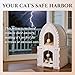 Apasiri 2-Story Cat House for Indoor Cats: Convertible 2-in-1 Felt Cat Condo, Scratch-Resistant Cat Beds, Hideaway Cave for Multi Small Pet Kitten to Relief Anxious, Transitional Modern Cat Furniture