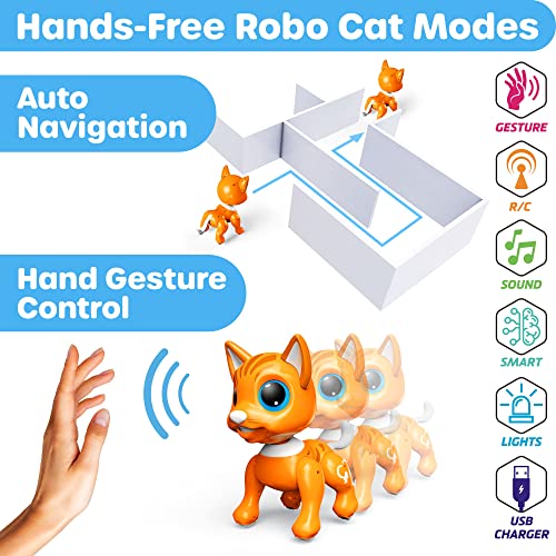 Power Your Fun Robo Pets Cat For Girls And Boys - Remote Control Robot Toy Interactive Hand Motion Gestures, Robot Toys Smart Stem Toy Programmable Treats Walking Dancing Robot Pet For Kids Robot Cat #TOP3