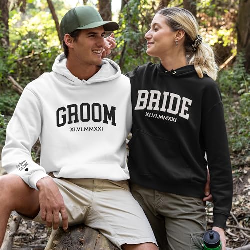 GODMERCH Personalized Embroidered Bride Sweatshirt - Mrs Sweatshirt, Wedding Gifts for Bride, Engaged Bride Groom Gift, Engagement Hoodie, Bride Gifts, Bridal Shower Gifts, Bachelorette Party Gifts4