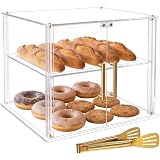 Acryvic Vitrine de boulangerie à 2 niveaux avec porte magnétique, vitrine en acrylique tra...