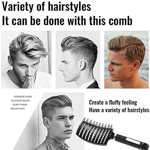 yufana 2 Piece Curved Vented Styling Hair Brush,Curved Vent Brush and Hair Detangler Detangling Nylon Bristle Brush Vented Hair Brush Anti Static Vent Brush(Black+White) - Image 4