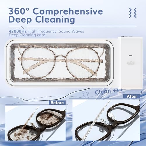 KUNPHY Sonic Jewelry Cleaner, Professional Sonic Cleaner Machine 42kHZ 20 Oz, Glasses Cleaner for Re