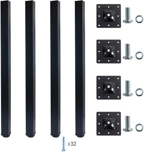 Miniatura 5 de QLLY Patas de escritorio de metal ajustables de 32 pulgadas, patas cuadradas para muebles de mesa de oficina, juego de 4 (32 pulgadas)