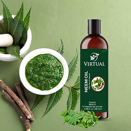 Image of VIRTUAL Pure & Natural Neem Oil For Skin, Face and Hair Care (180 ml)-Pack of 2