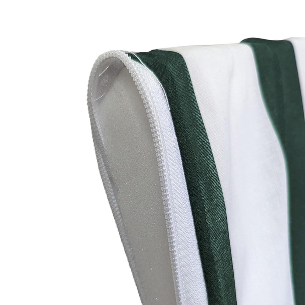 VIRSUS Cuscino per Lettino Prendisole da Giardino 333, Misura 58x180 cm, Tessuto Verde e Bianco, Spessore 4 cm, Imbottitura Morbida Sfoderabile con Cerniera, Elastico, con Lacci (Lettino)