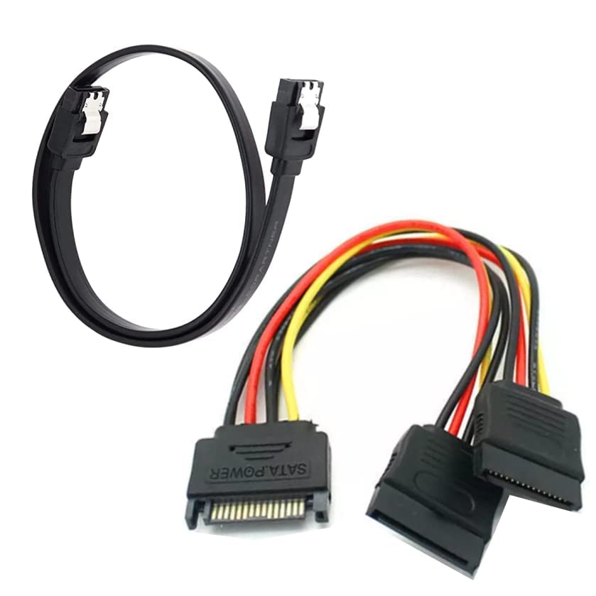 AdzMozi |1+1| Sata 3 Data Cable with Locking Latch + 20 cm SATA Power to Dual SATA Power Y Cable Adapter for Internal Hard Disk Drive,HDD,SSD & DVD Writer,Black,Red (B0BV74QBX9) Amazon Price History, Amazon Price Tracker