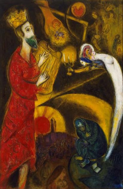 Art mural abstrait Marc Chagall Roi David pour salon contemporain 60x80