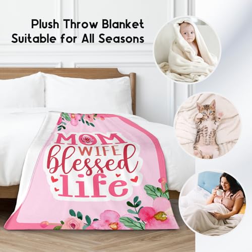 Mothers Day Blankets - 40x50 Inches Fleece Throw for Mom Wife Daughter Sister - Soft Cozy Pink Fuzzy Blanket Gifts
