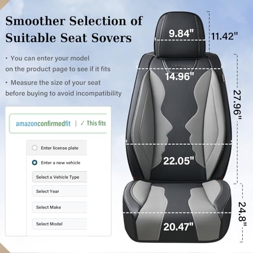 Image of Coverado Car Seat Covers, Front Covers for Cars, Car Seat Cover Front Seats, Automotive Seat Cover, Waterproof, Leather Car Seat Cushion, Universal Interior Covers Seat Protectors for Most Cars