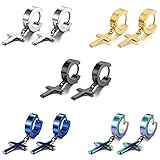 Kreuz ohrringe herren damen Männer Farbe: Silber, Schwarz, Gold, Blau, Regenbogen