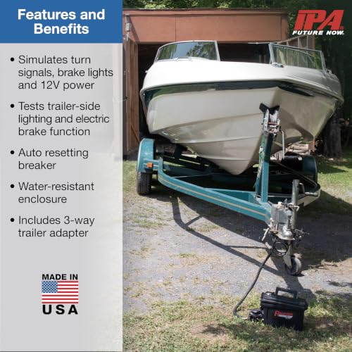 Image of Innovative Products of America Light Ranger MUTT: USA Made Universal Portable & Water-Resistant Trailer Light Tester for 7-Way Spade (J2863) with Adapter (Compatible with Milwaukee 18V Batteries)