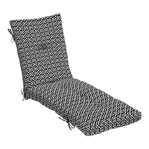 Arden Outdoor Tufted Chaise Cushion, 22x76, Black Demi Tile