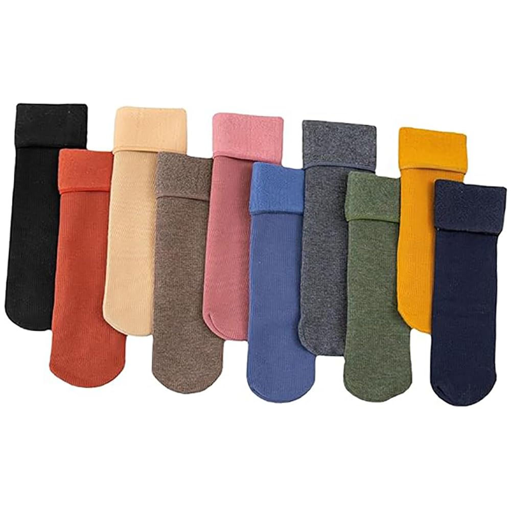 LNBLAKBXBD 5/10 Pairs Velvet Winter Thermal Socks,Women's fuzzy socks, women's comfy fluffy slipper socks (10 Pairs,one size)