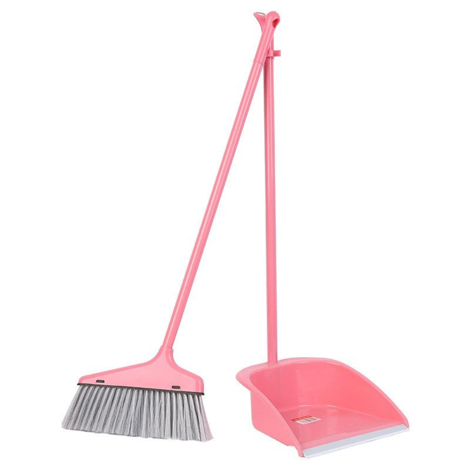 Zestaw Szufelki I Szczotki Z Długą Rączką Do Zamiatania I Sprzątania,Pink