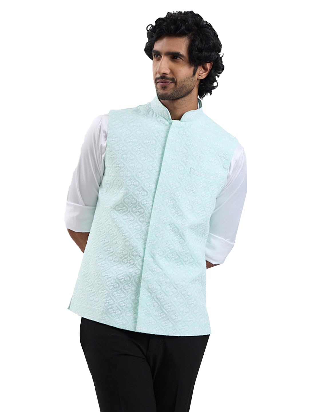 Unisex Adult Men's Grean Cotton Nehru Jacket-image-17