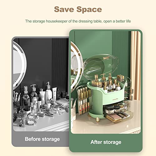 Ergocar Portable Light Luxury Series Multi-Function Make Up Case Dustproof Cosmetic Storage, Skin Care Products Jewelry Organizer Lipstick Box - White - Image 6