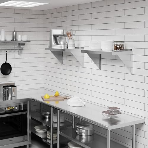 Image of AmGood 12 inch x 72 inch Stainless Steel Wall Shelf | Appliance & Equipment Metal Shelving | Kitchen, Restaurant, Garage, Laundry, Utility Room | Heavy Duty | Squared Edge | NSF Certified