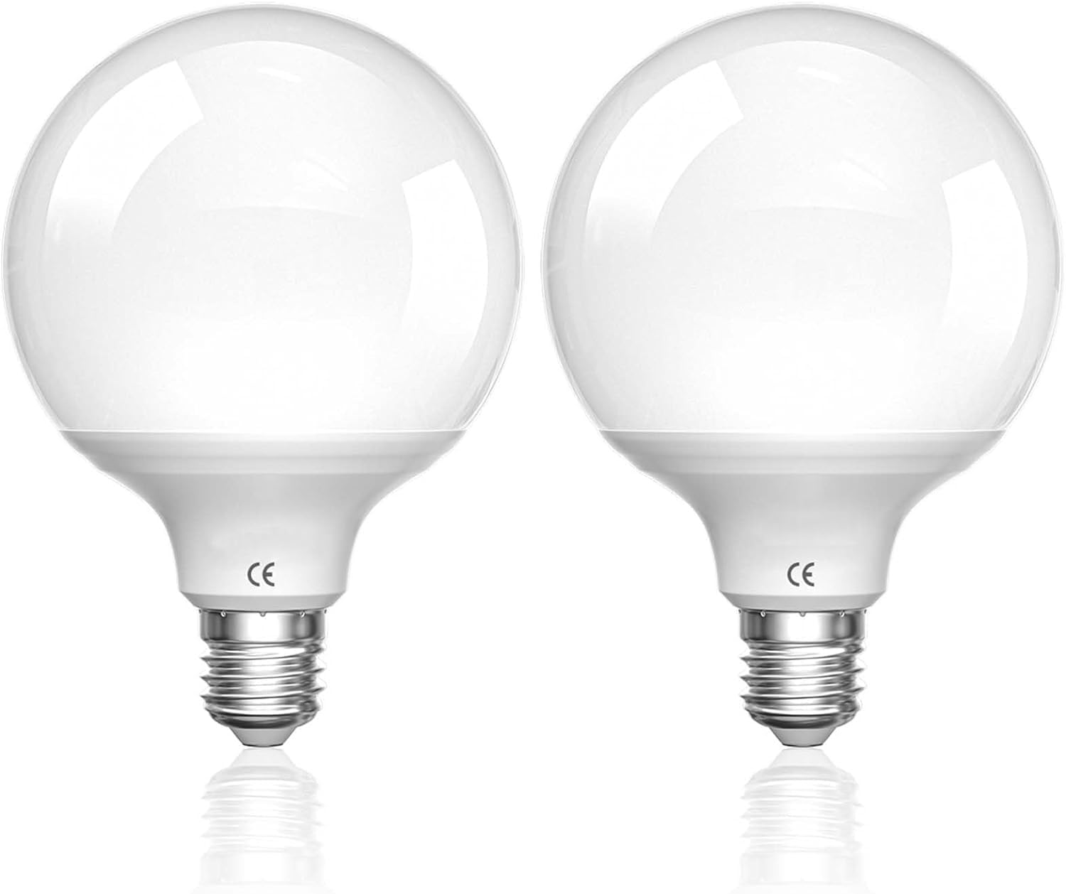 LED Bulbs Cool White Bulbs E27 15W, G95 LED Filament Bulbs 15W Equivalent to 100W, Globe Light for Home Bathroom Office Vanity Mirror, Not Dimmable LED Light Bulb, 6000K, 2PCS