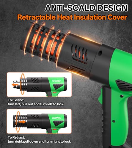 Image of Heat Gun, 1800W Variable Temperature Hot Air Gun with 4 Nozzles