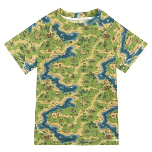 Kids Bathing Suits Girls Short Sleeve Little Girls Swimsuit 3T Vintage Game Map