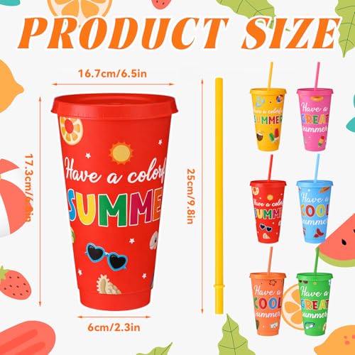 LemonRoad 24 Pcs End of School Year Student Gifts Bulk Summer Cups Plastic Tumbler with Lid and Straw 24 oz Colorful Reusable Cups for End of School Year Summer Beach Pool Birthday Party Favors Gifts by LemonRoad - Used condition - Image 2