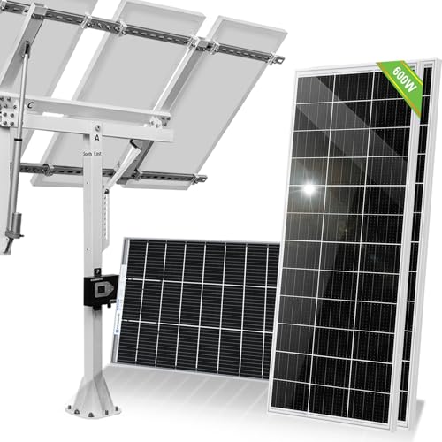 ECO-WORTHY 600W Solar Panel Tracker System: 3pcs Bifacial 195W Monocrystalline Solar Panels,...