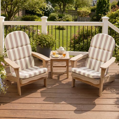Crestlive 50x19.6 Inch Adirondack Chair Cushion Set of 2 Water Repellent Fade Resistant High Back Outdoor Rocking Chair Cushion for Patio Tan and Beige