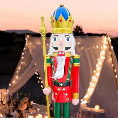 CDL K18 Giant 5 Feet Christmas Decoration Wooden Nutcracker King 150 cm