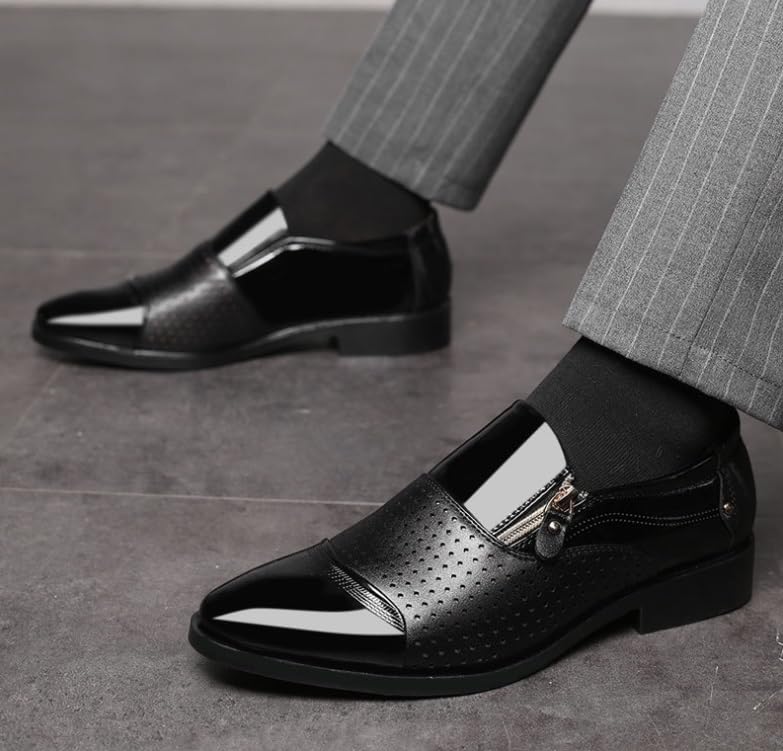 Men's Tuxedo Patent Leather Dress Shoes Mens Slip On Retro Classic Formal Business Pointed Toe Oxfords Shoes Non-Slip Softsole Walking Derby Shoes3