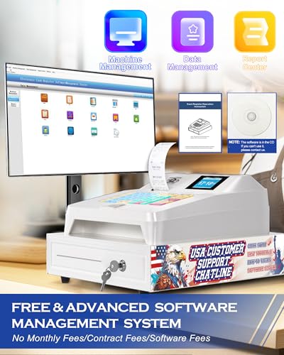 HypeXtec Caixa registradora real 2025 para pequenas empresas com gaveta de dinheiro, calculadora ele