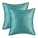 Pack of 2, CaliTime Silky Throw Pillow Covers Cases for Couch Sofa Bed, Modern Light Weight Dyed Striped, 18 X 18 Inches, Teal