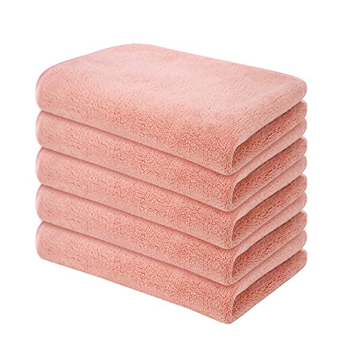 Umani Towels Kitchen Cloths, Fine Fiber Fleece Super Soft And Absorbent Dish Towels, Extra Thick Cleaning Towels And Hand Towels With Hanging Loop, 12 X 16 Inch, 5 Pack (Pink) #TOP3