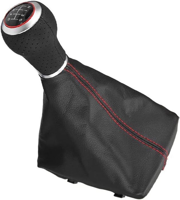 Punch 6 Speed Car Manual Gear Shift Knob PU Leather Gaiter Boot Cover for Audi A4 S4 8K A5 8T Q5 8R S-Line 2007-2015 (Gray)