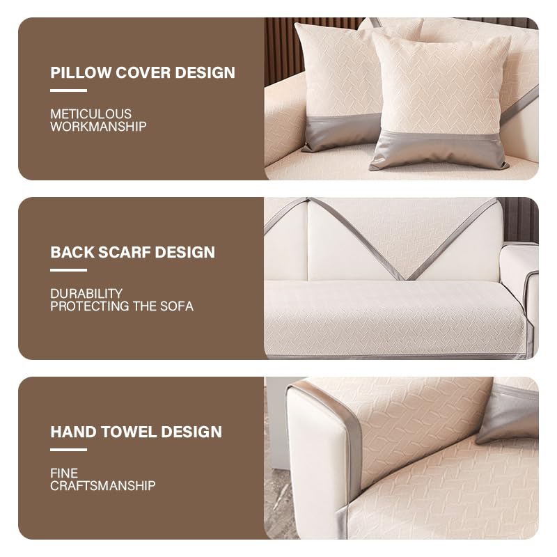 Funda de sofá reversible beige 90x210 cm lavable y protectora 5