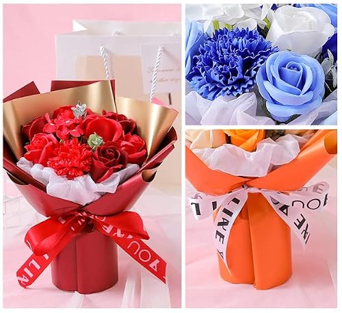 SCAMPER ソープフラワー 誕生日 プレゼント 女性 人気 花束 造花 ギフト ドライフラワー インテリア 結婚記念日 発表会 敬老の日 母の日 退職 祖母 彼女 送別会 専用のギフト ブーケ プレゼント 記念日 贈り物 (赤) [5]