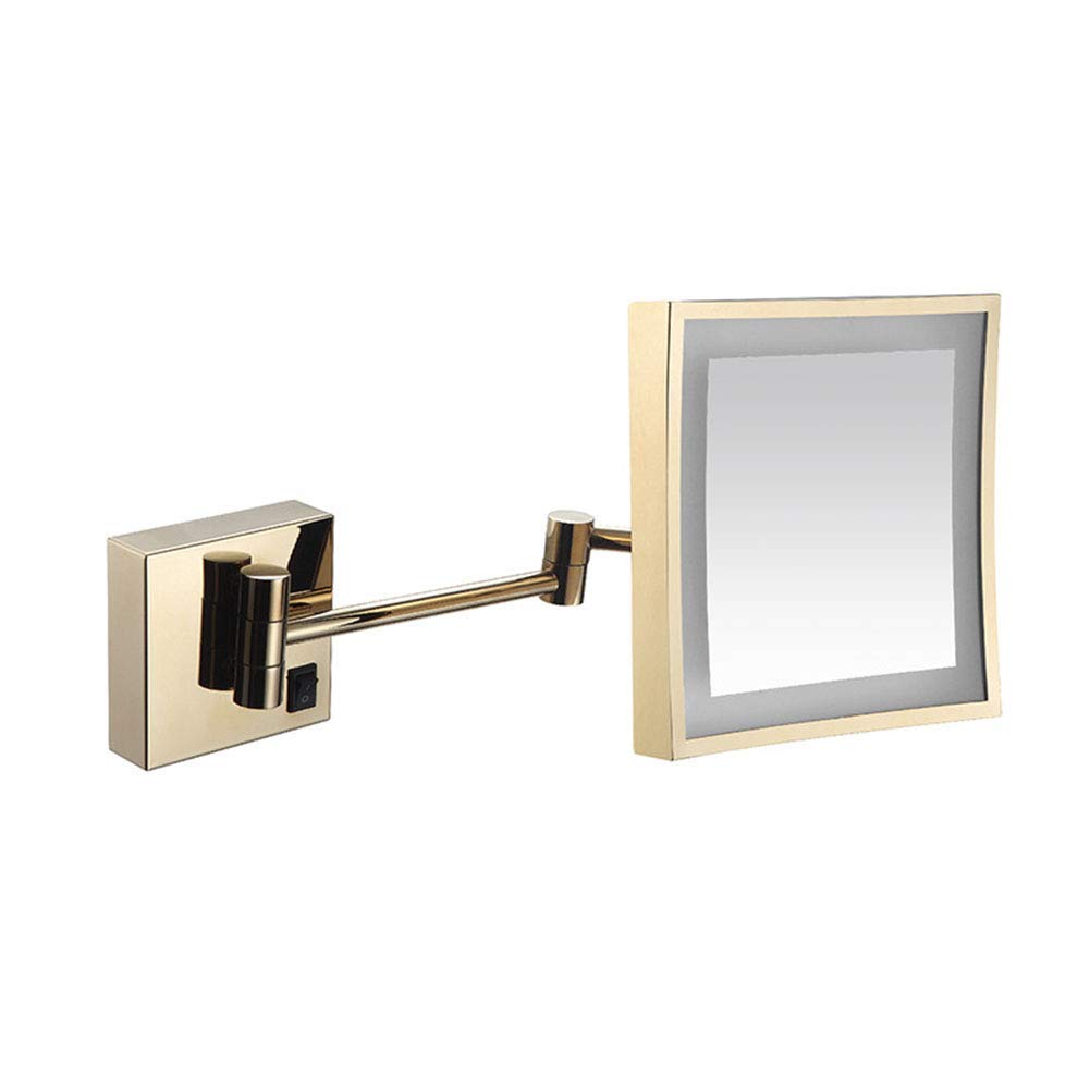 Miroir de Maquillage Mural Or 8 Pouces, finition haut de gamme et double face avec zoom 3X