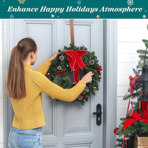 Image of HOOSUN 4th of July Decorations Wreath Hangers for Front Door,12 Inches Metal Wreath Hook Holder for Spring Decor,20 Lbs Over The Door Wreath Hanger for Spring Patriotic Wreath Front Porch Decor