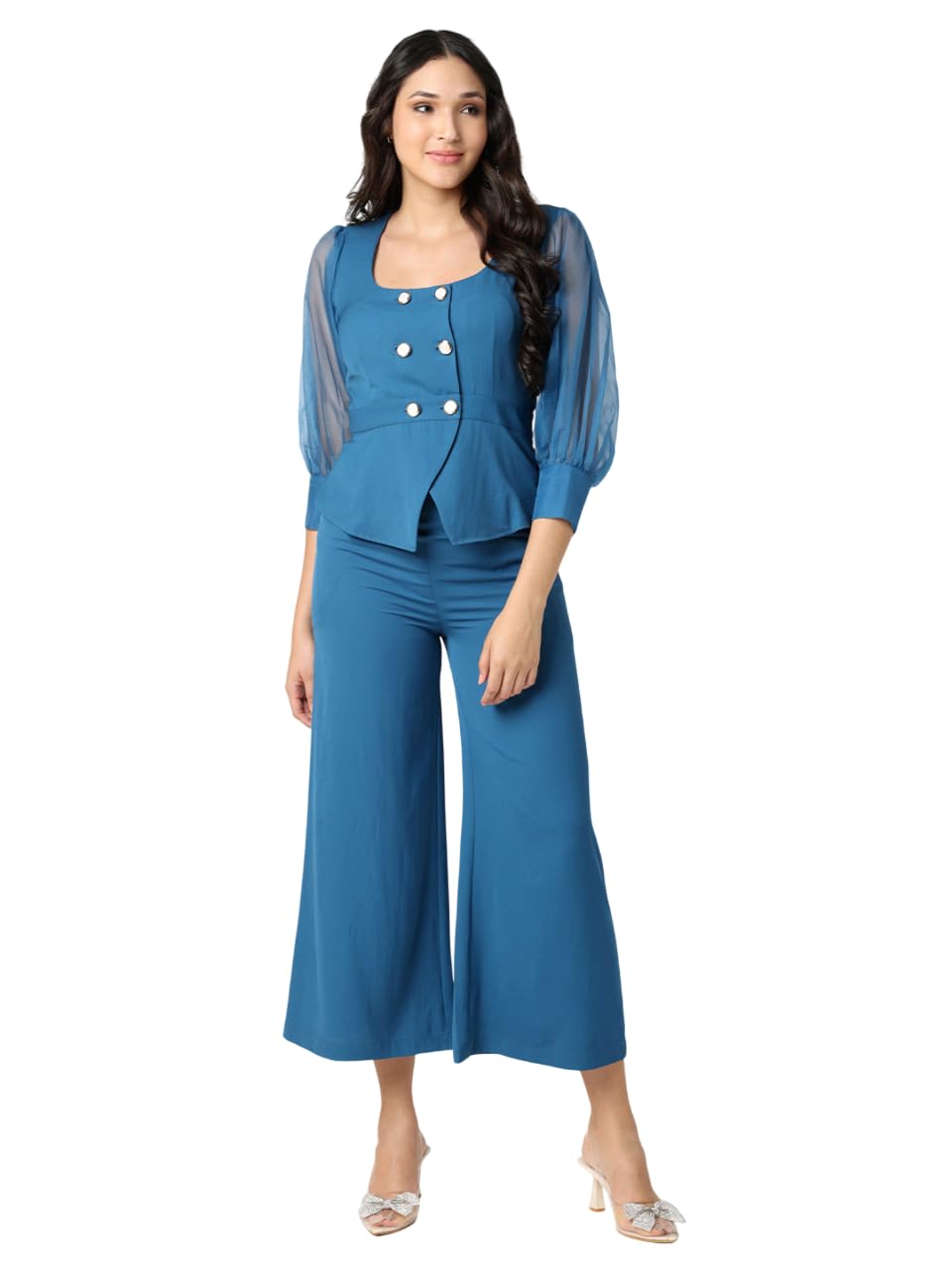 Stylish Womens Polyester Solid 3/4 Sleeve Scoop Neck Regular Fit Co-ord Set | Lightweight & Breathable Fabric | Top with trouser Set-image-43