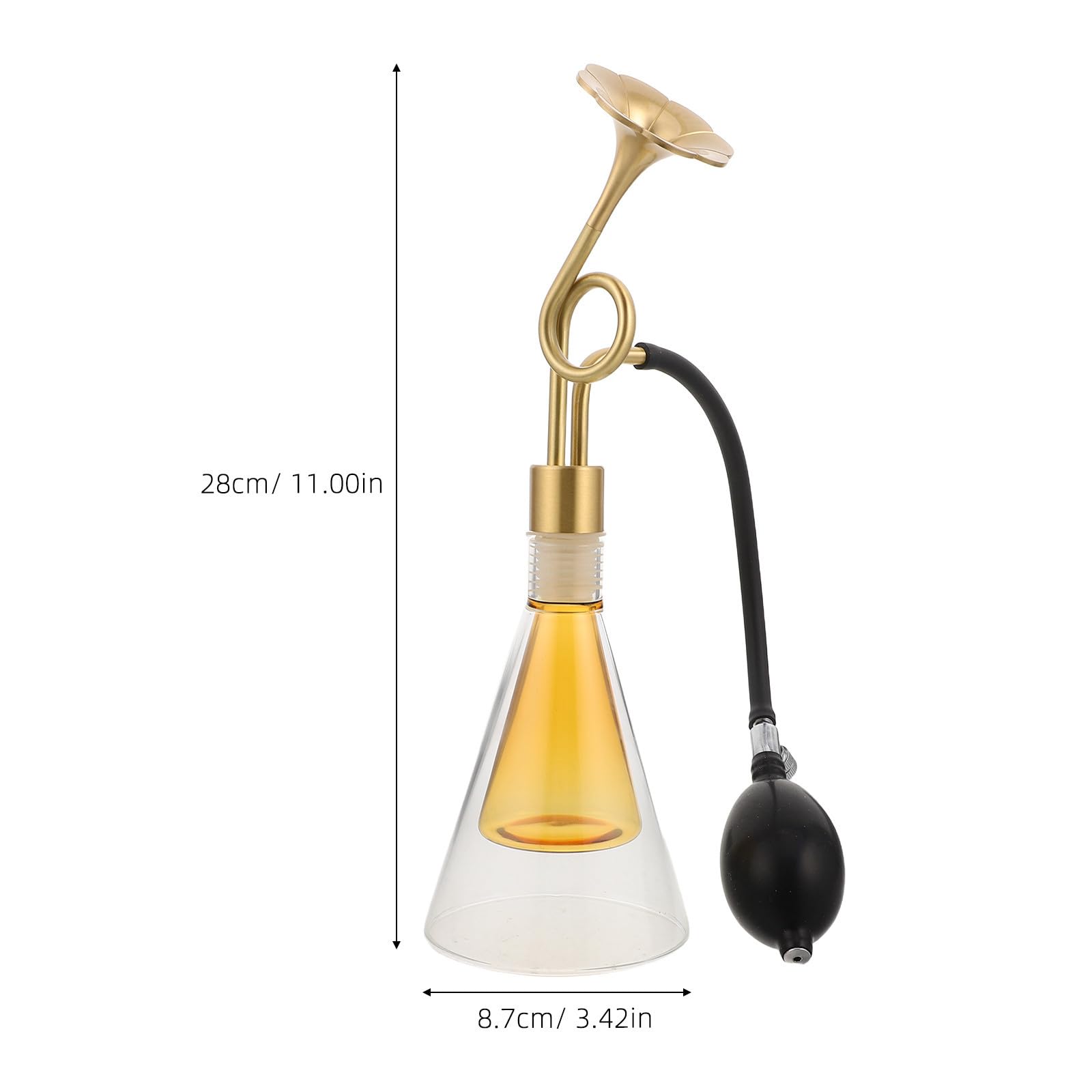 Zerodeko Konischer Glas Duftflakon aus Messing mit Doppelwand und