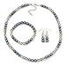 Produktbild Unbekannt Avalaya Schmuckset mit Halskette, Flex-Armband und Ohrringen, Glasperle, Hellgrau, 44 cm lang, 5 cm Verlängerung
