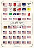 American Flags Infographic(8 x 5.5 inches) Make american great again The History of Old Glory Print, American Glory History Chart，Collection，Valuable gifts