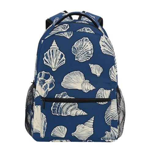 Conch Shell Sea (02) Laptop Backpack, Lightweight Multi Pockets Book Bag Daypack for Women Men Travel