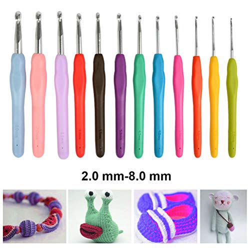 TIMESETL 45 Pcs Crochet Hooks Set, 2mm-8mm Ergonomic Soft Grip Handles Yarn Knitting Needles Kit with Zipper Case for Arthritic Hands, Extra Long  Knit Needles and Other Accessories for Women - Thumbnail 2