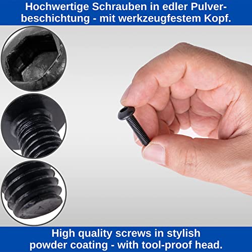 Linsenkopfschraube, 20 Stück, M6 x 25 mm, Ø 12 mm Kopf mit Innensechskant, in Schwarz, werkzeugfestes Metall, Verkleidungsschrauben für Motorrad, Auto, Roller, Kfz Schrauben mit Gewinde, Klemmen Clip