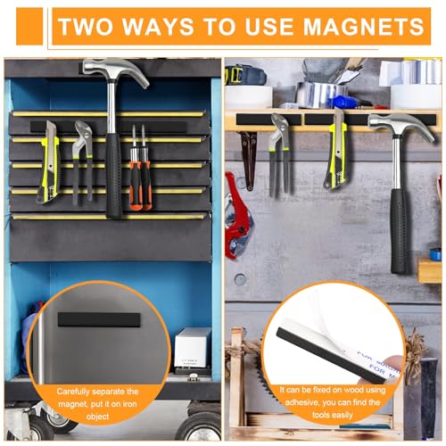 Image of MIKEDE Black Magnets, 30 Pack Strong Neodymium Magnet Bar, Heavy Duty Rare Earth with Adhesive Backing, Powerful Bar for Crafts Kitchen DIY Science Office - 2.36 x 0.39 x 0.2in