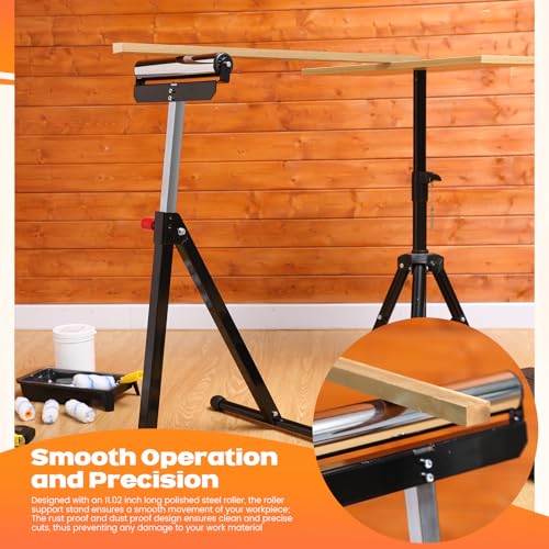 Tandefio 2 Pack Folding Roller Stand 198 LB Height Adjustable Roller Support Stand 27-43 Inch, Heavy Duty Load Capacity, Outfeed Woodworking, Black