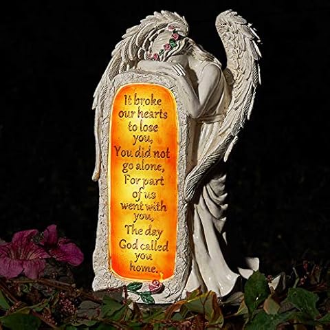 Angel Garden Statues Outdoor Decor, Solar Angel Figurines Lights for Garden Decoration Yard Art Memorial Gifts for Loss of Loved One Cover